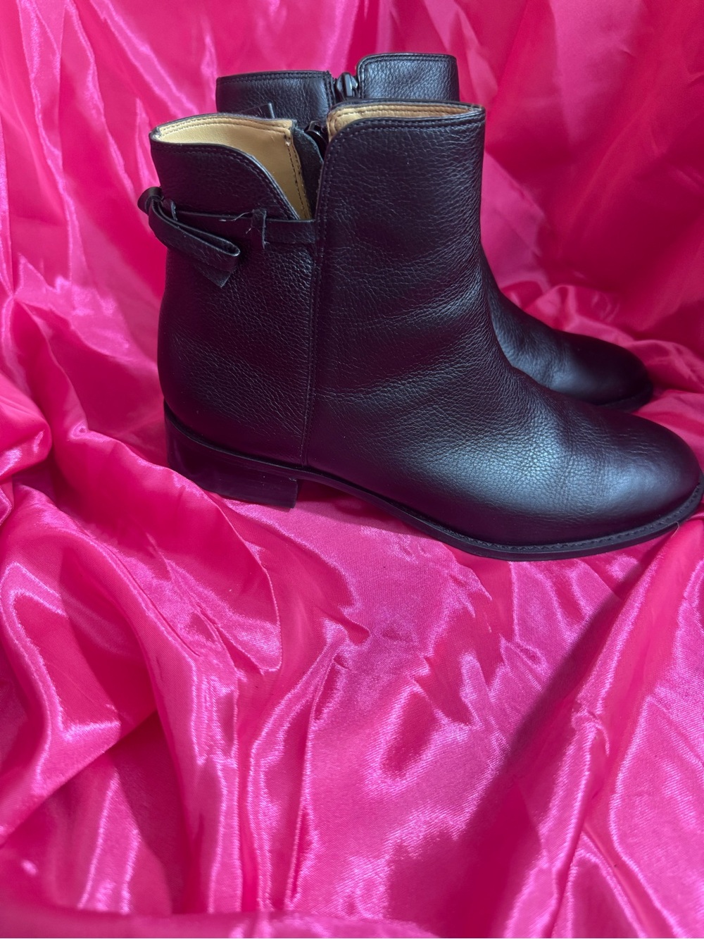 Talbots Black Leather Ankle Heeled Boots